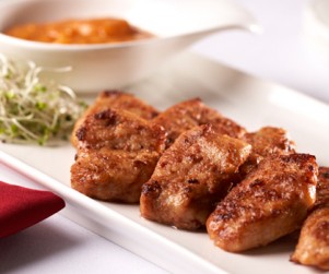 Pan-fried Alberta Pork Fillets with Shrimp Paste, Fermented Red Beancurd and Tomato Paste by Chef Tony Luk