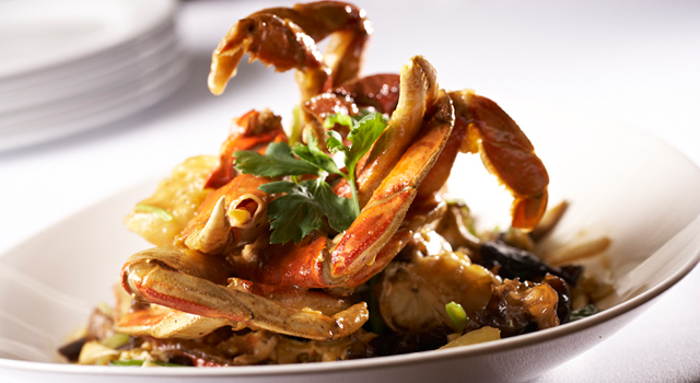 Sautéed B.C. Dungeness Crabs with Mixed Mushrooms and Chinese Celery by Chef Wing Ho